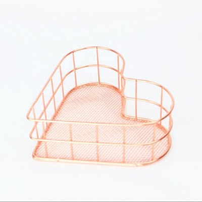 550-14D home decor wire mesh rose gold desk heart organizer