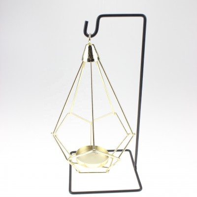 wholesaler&OEM 551-31B home decor geometric black hanging metal wire candle holder set