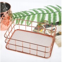 RTS 550-14B Nordic style rose gold wire mesh storage basket makeup brush organizer