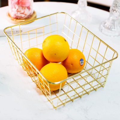 RTS 549-97 gold metal wire food fruit storage basket organizer for kitchen living room